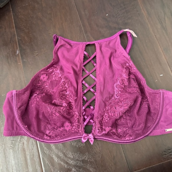 NWOT La Vie en Rose Lace Detail Purple Bralette Balconette 36D - Picture 3 of 5